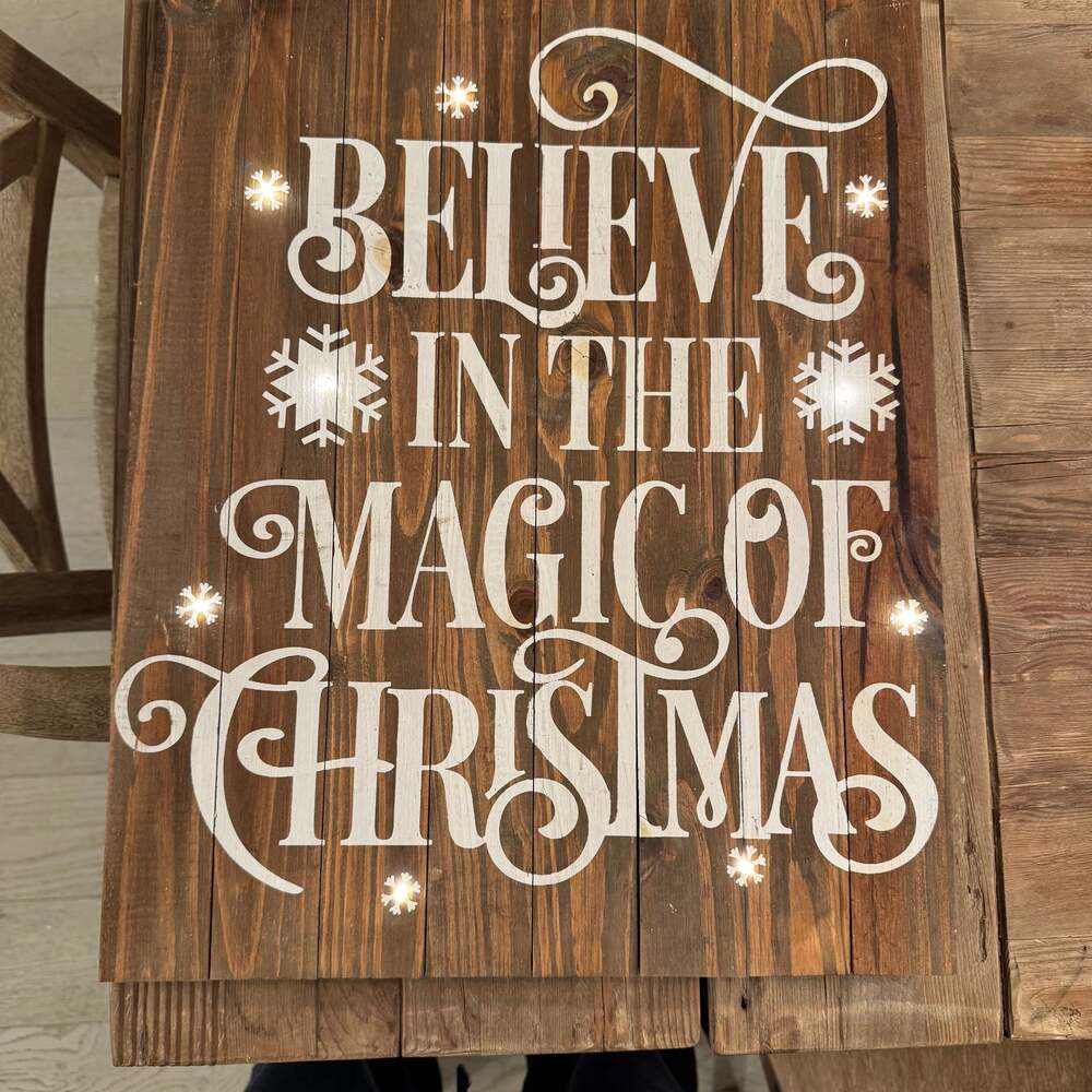 Believe in The Magic of Christmas Light Up Wooden Sign Farmhouse Rustic
Style